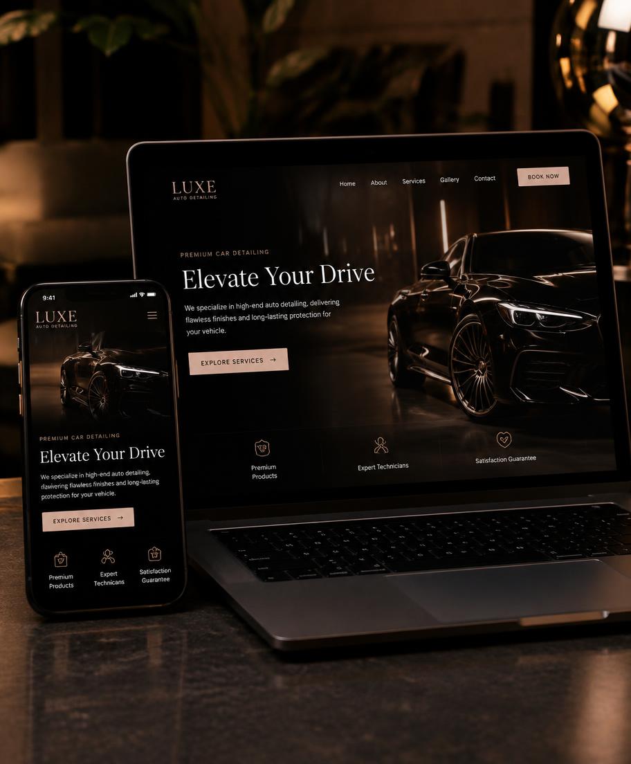 Website concept for Luxe Auto Detailing